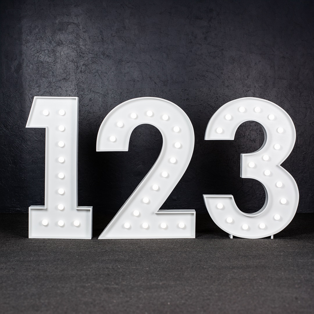 4ft White Marquee Numbers
